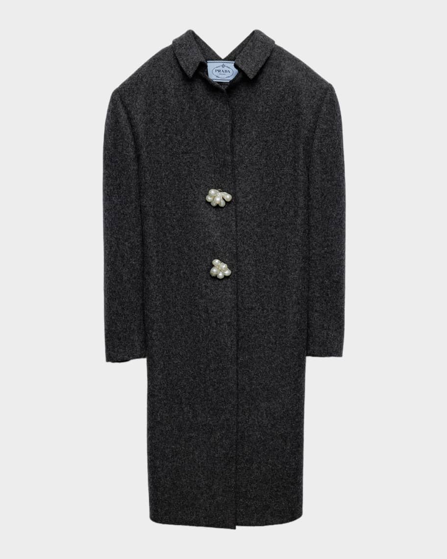 Prada Jewel-Button Shetland Wool Single-Breasted Coat | Neiman Marcus