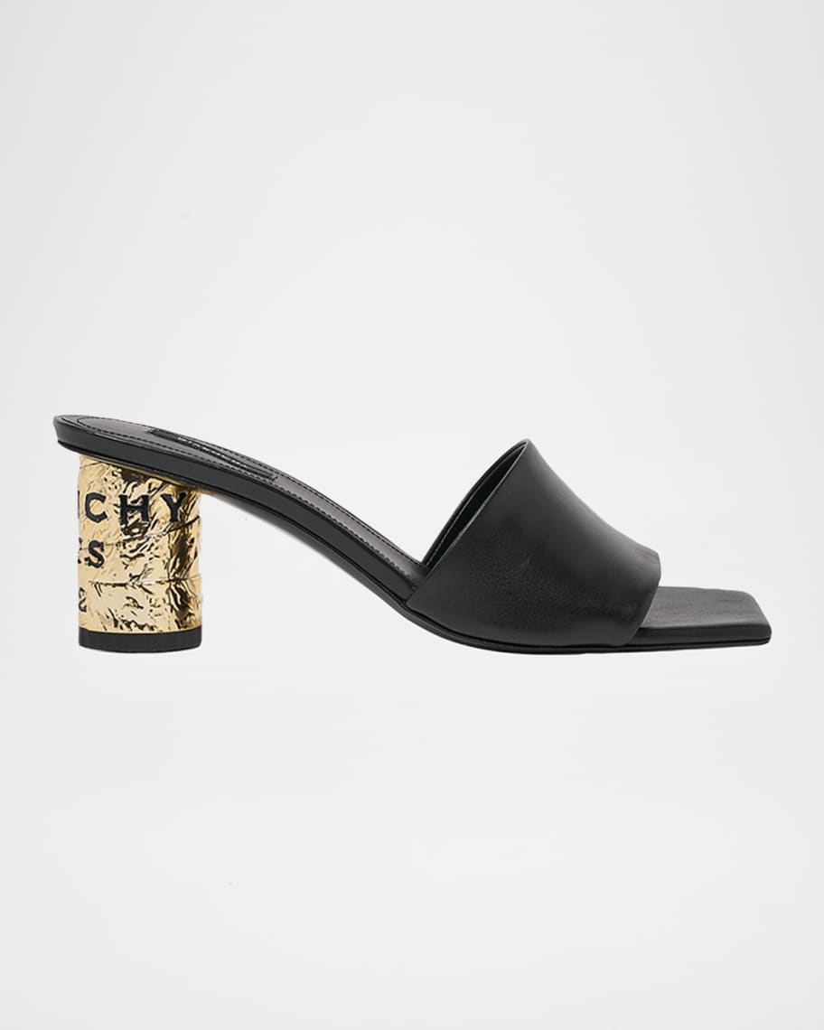Givenchy 65mm Logo Heel Leather Mule Sandals | Neiman Marcus