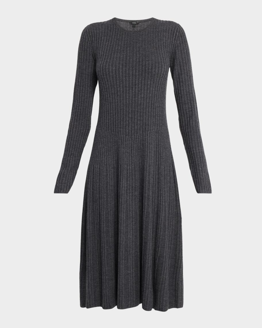 Joseph Merino Crew Neck Midi Sweater Dress XL / Smoke
