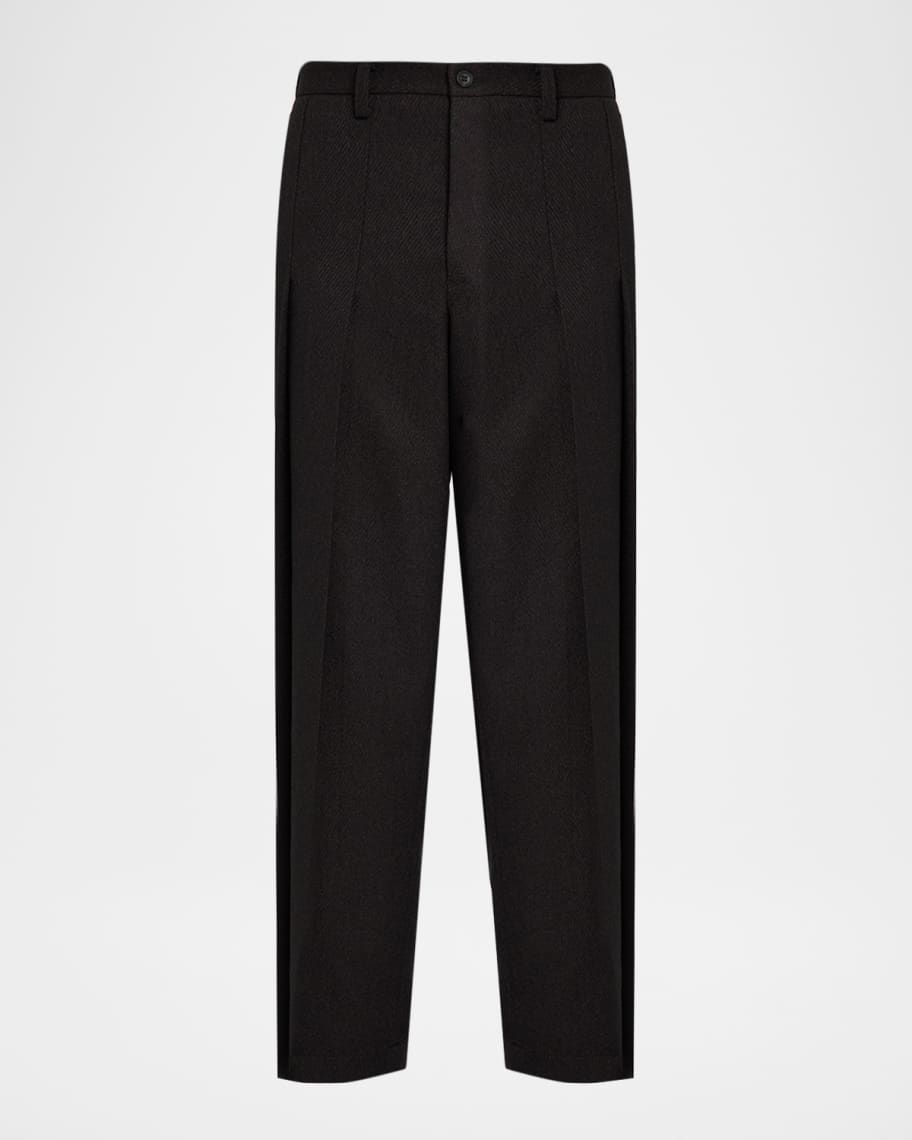 Issey Miyake Men's Pleated Wool Tweed Trousers | Neiman Marcus