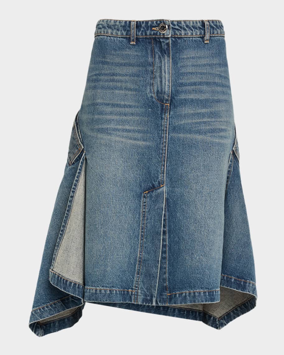 Brandon Maxwell Frankie Denim Handkerchief Skirt | Neiman Marcus