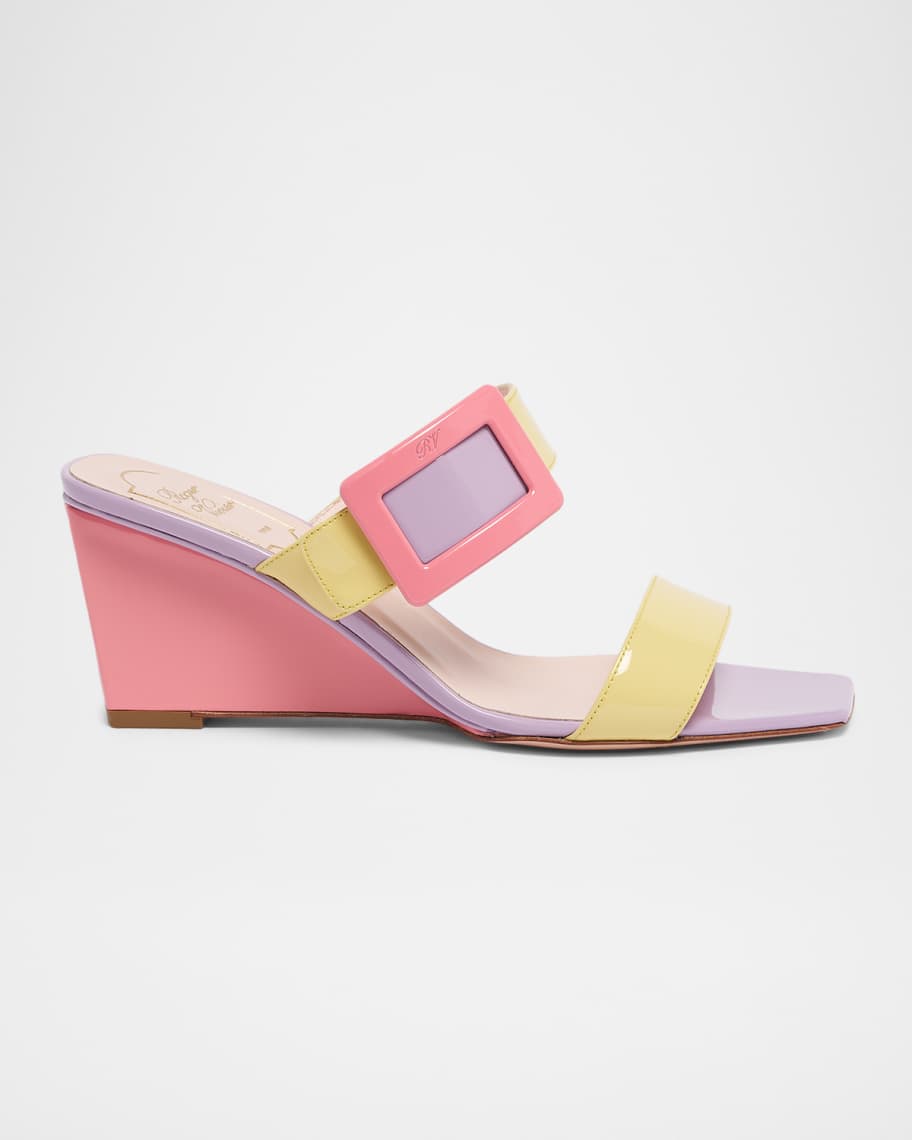 Roger Vivier 60mm Belle Vivier Colorblock Patent Leather Wedge