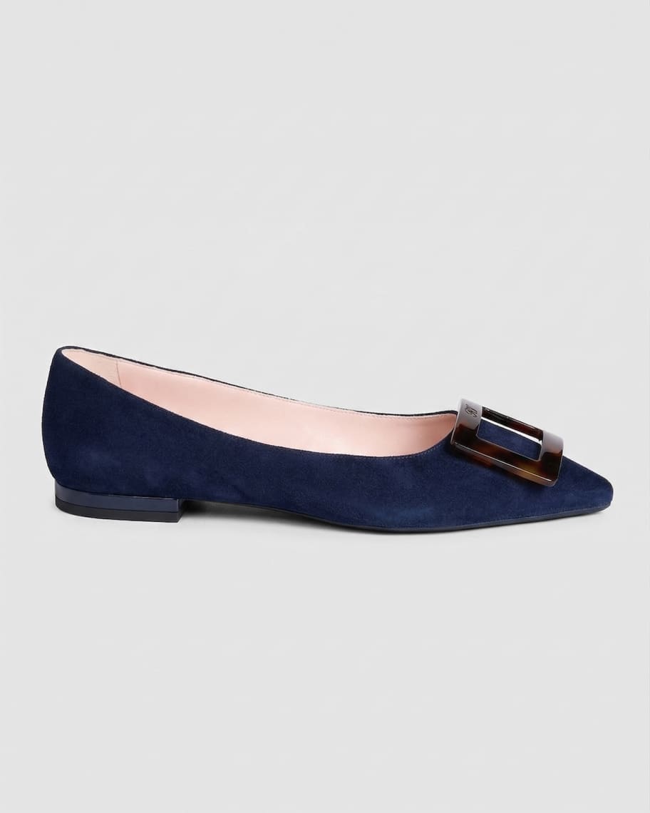 Roger Vivier Gommettine バレエフラットシューズ Roger Vivier Gommettine Suede Ballerina Flats | Neiman Marcus