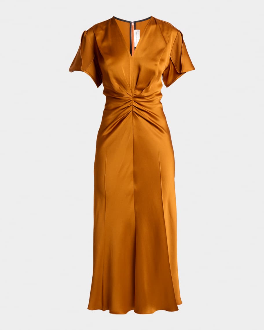 high neck pleated belted midi dress by victoria beckham Designer Victoria Beckham High Neck Pleated Belted Midi Dresses for Women -  Up to 78% off