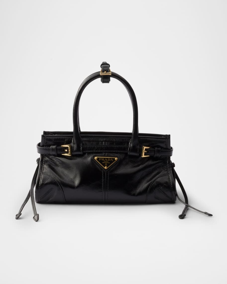Prada Bonnie Small Glossy Leather East-West Top-Handle Bag