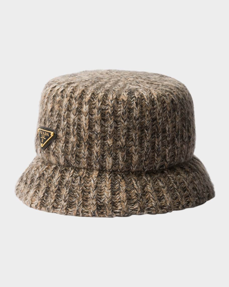 Prada Melange Rib Knit Bucket Hat | Neiman Marcus