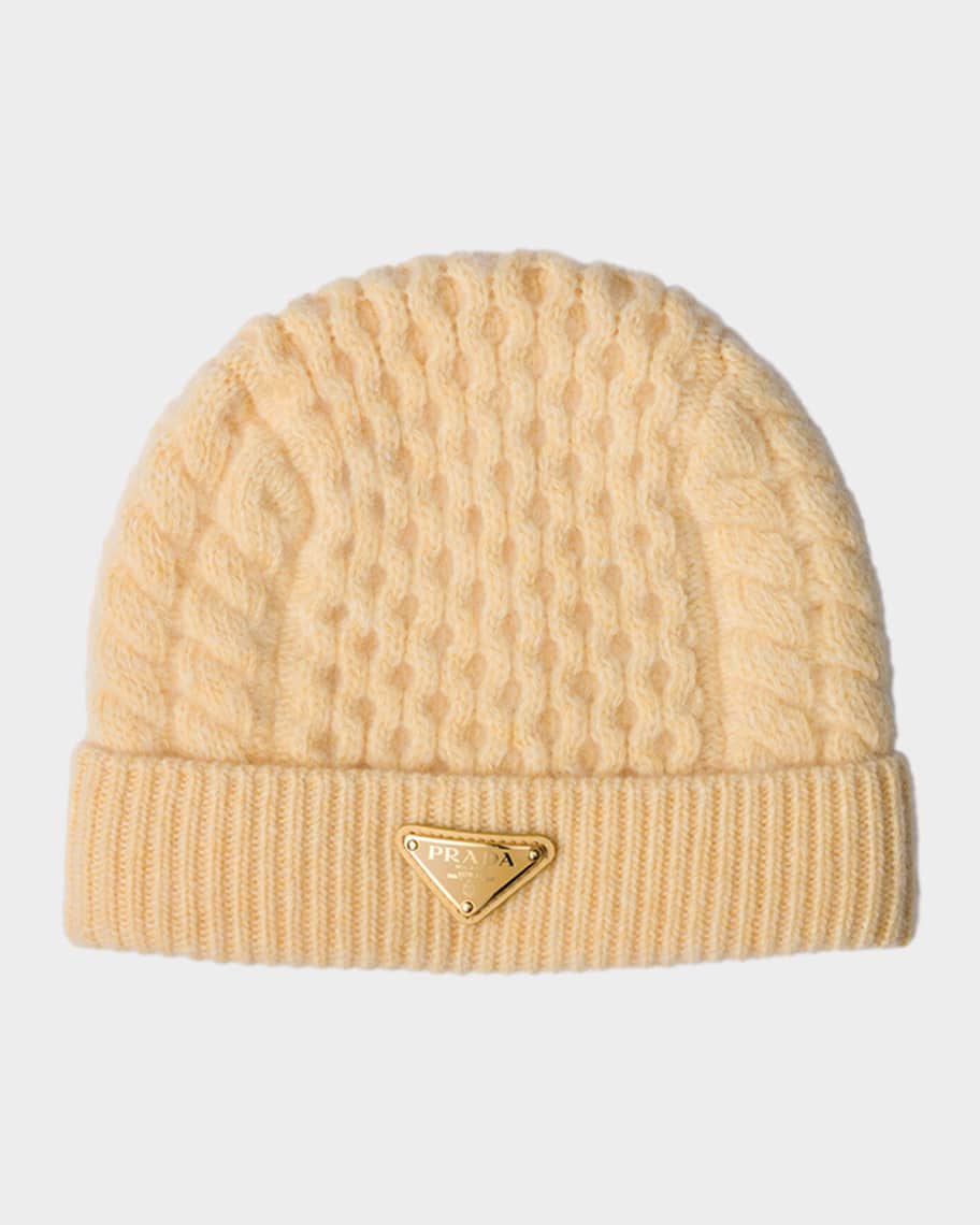Prada Wool Knit Logo Beanie | Neiman Marcus
