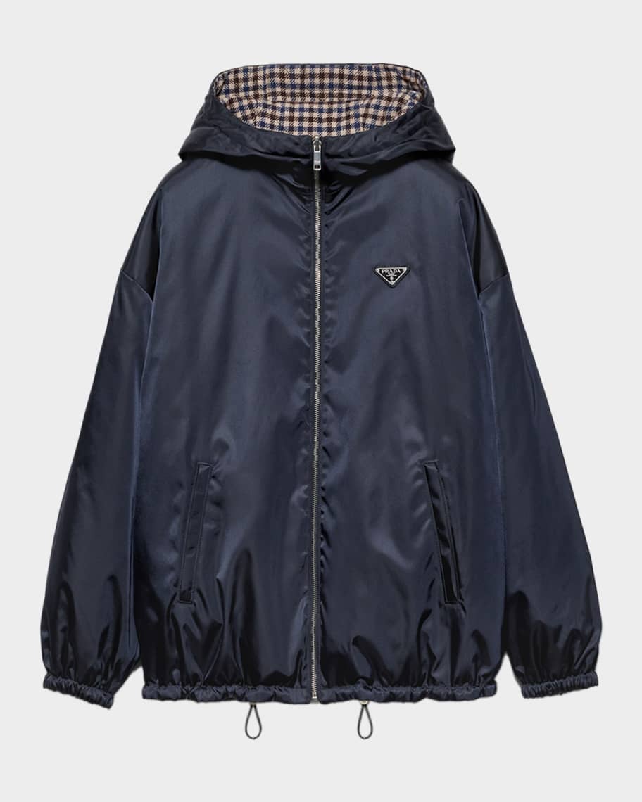 ジャケット・アウター Prada Nylon Zip blouson Prada Reversible Re-Nylon Check Zip Hooded Jacket | Neiman Marcus
