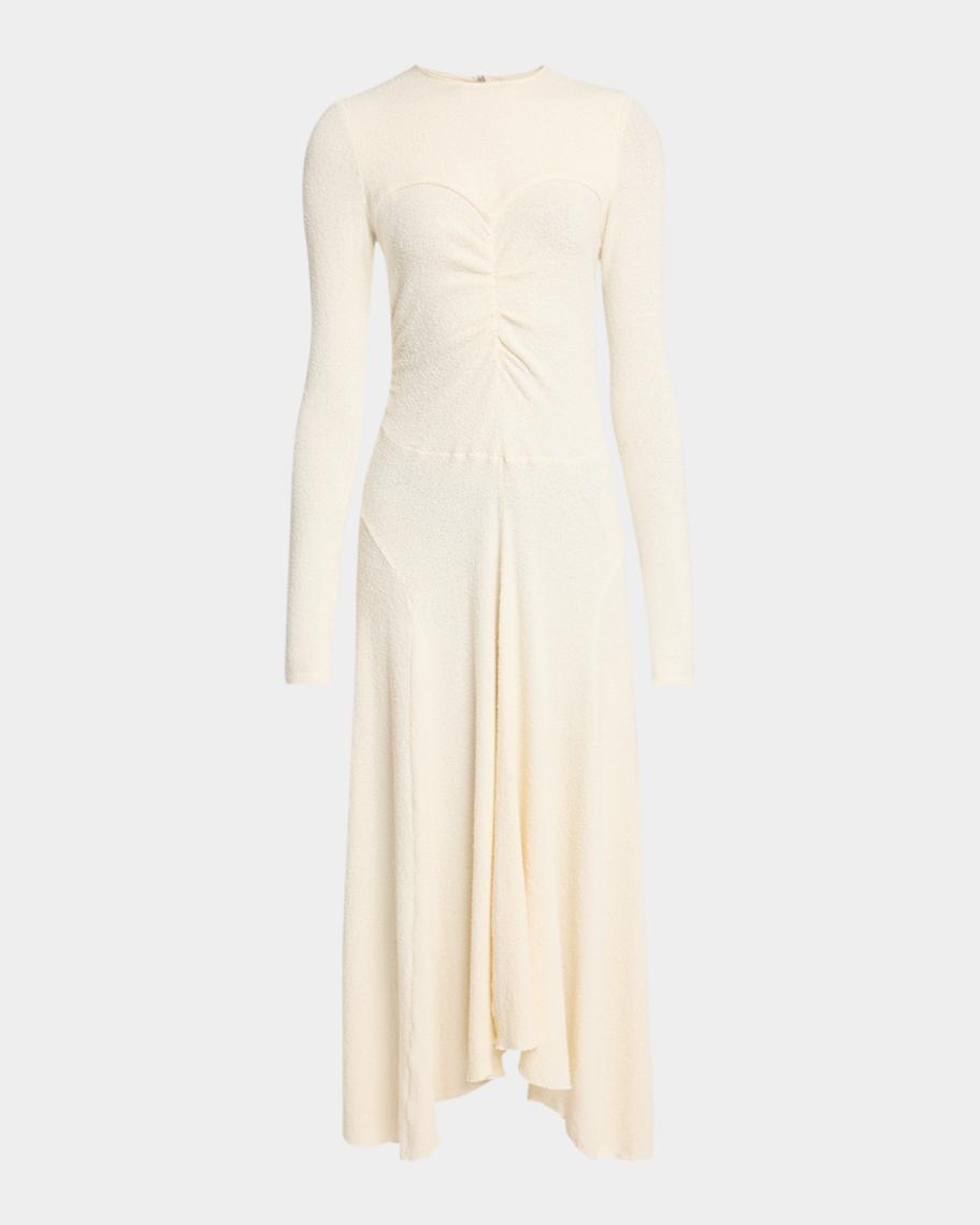 Isabel Marant Flora Ruched Boucle Long-Sleeve Midi Dress | Neiman Marcus
