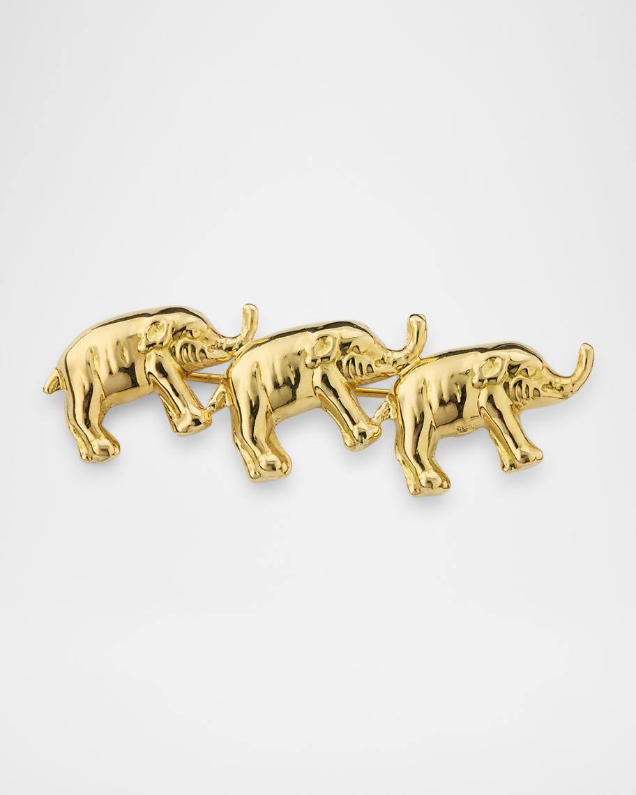 NM Estate Estate 18K Yellow Gold Elephant Trio Pin | Neiman Marcus