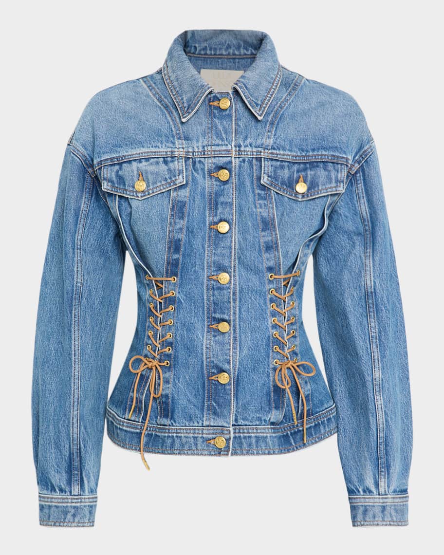 Ulla Johnson Naomi Lace-Up Denim Jacket | Neiman Marcus