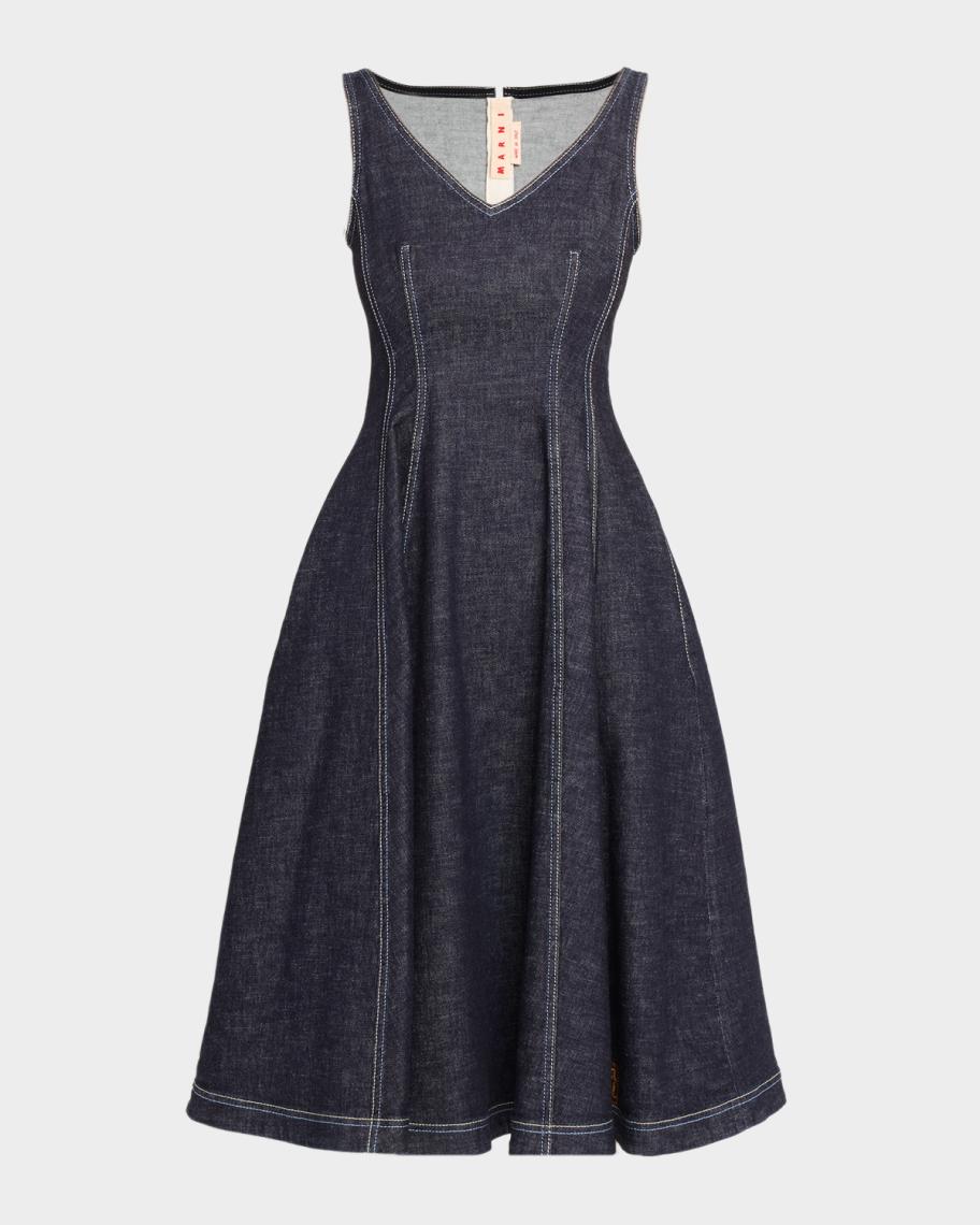 marni sleeveless paneled denim midi dress AllSaints Women's Ari Dress PURPLE Adult Dress:XS Petar petrov