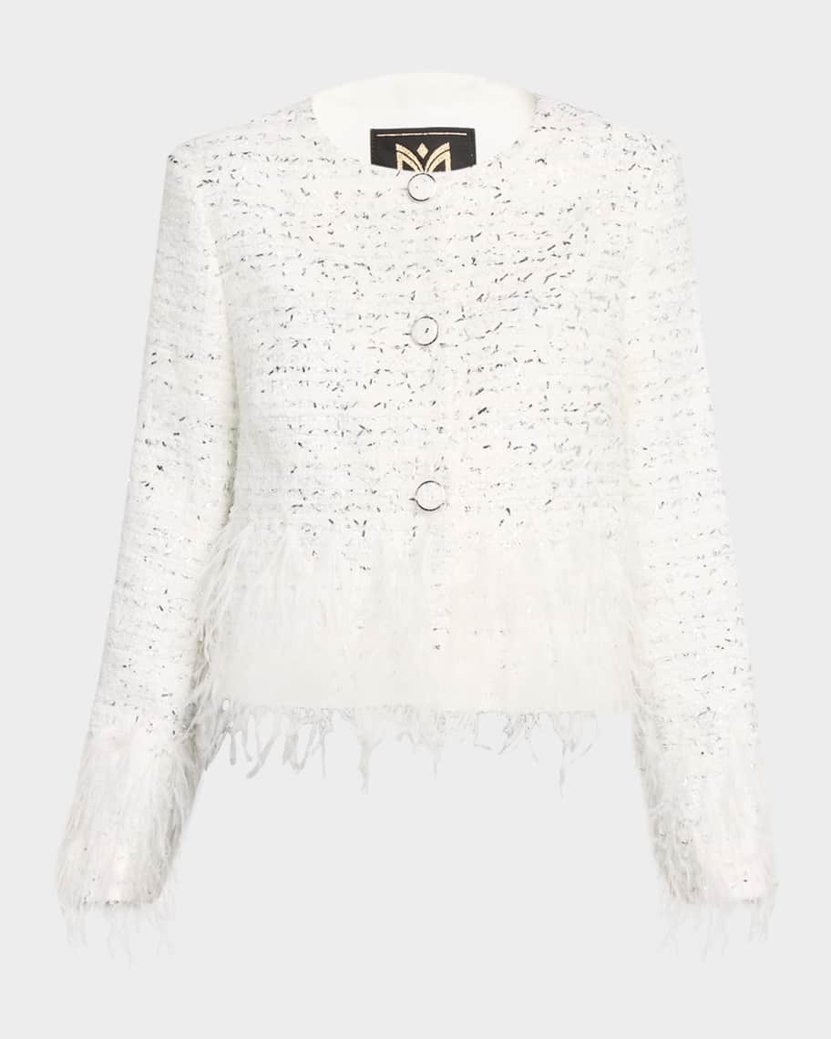 Milly Richele Metallic Tweed Button-Front Jacket | Neiman Marcus
