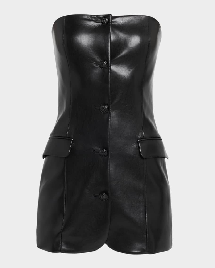 ALICE + OLIVIA Madison Strapless Vegan Leather Mini Dress | Neiman