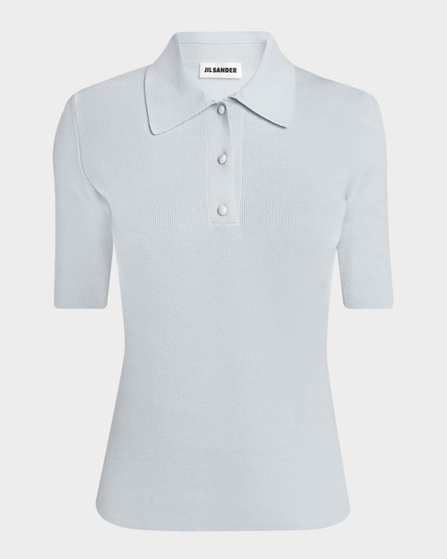 Jil Sander Short-Sleeve Wool Polo Sweater | Neiman Marcus