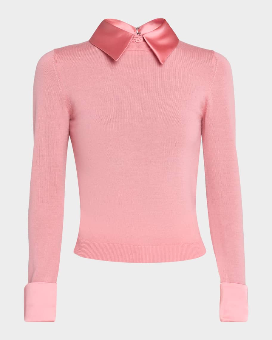 Alice + Olivia Porla Collared Merino Wool Sweater