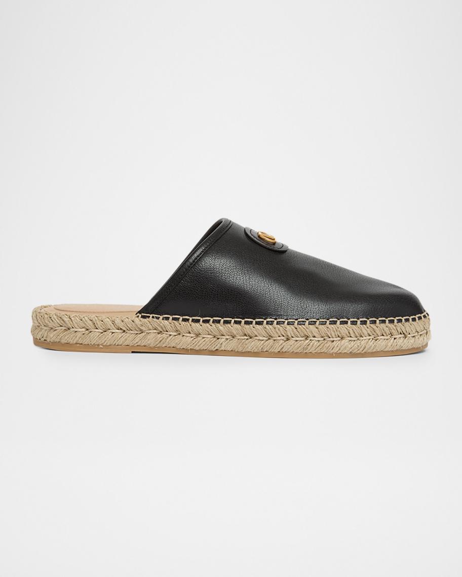 お値下げ‼️VALENTINO レザーミュール Valentino Garavani Men's Leather Espadrille Mule Slides | Neiman