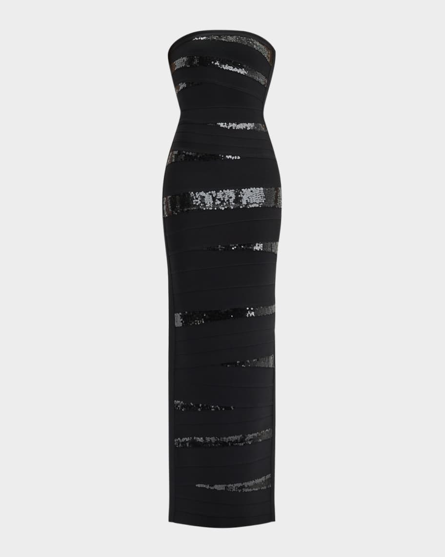 Herve Leger The Chiara Sequined Strapless Gown | Neiman Marcus