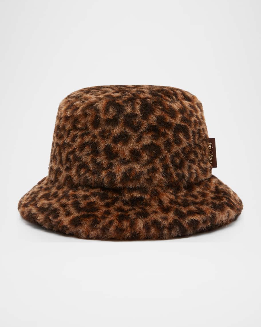 Max Mara Alpaca and Wool Leopard Jacquard Bucket Hat | Neiman Marcus