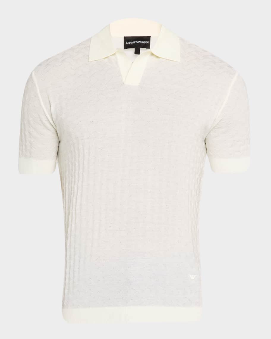 Emporio Armani Men's Wool Basketweave Knit Polo Sweater | Neiman