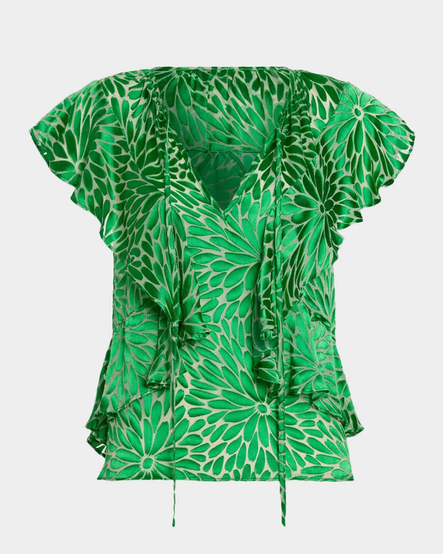 Ramy Brook Julianne Floral Ruffle Blouse | Neiman Marcus