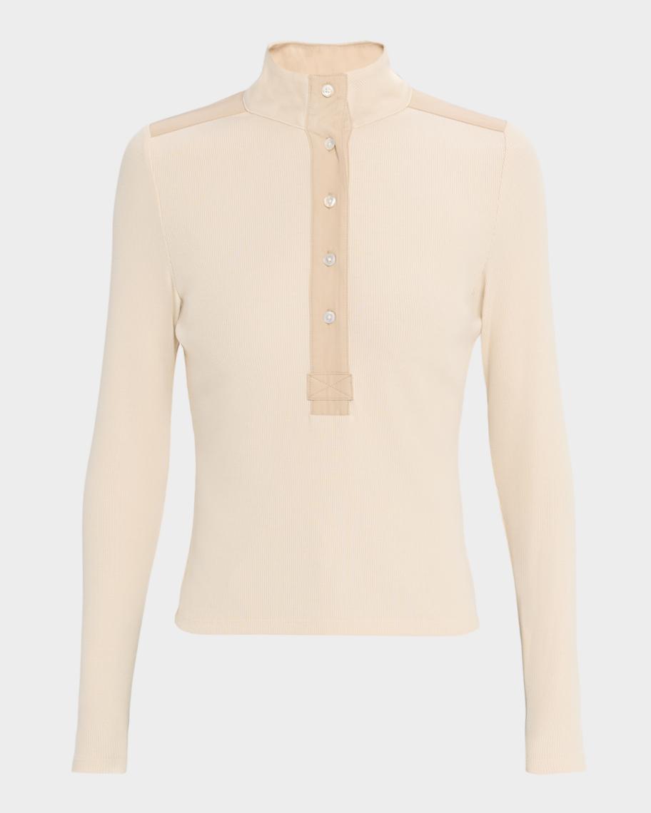 Veronica Beard Reynart Long-Sleeve Rib-Knit Top | Neiman Marcus