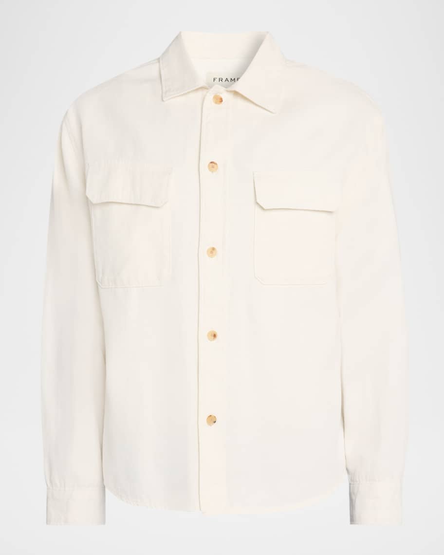 FRAME Men's Linen Double-Pocket Button-Down Shirt | Neiman Marcus