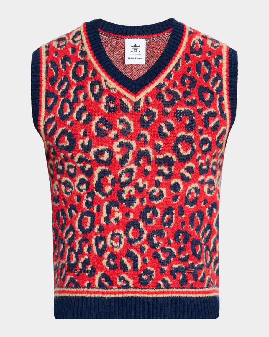 Adidas x Wales Bonner Men's Leopard-Pattern Sweater Vest | Neiman