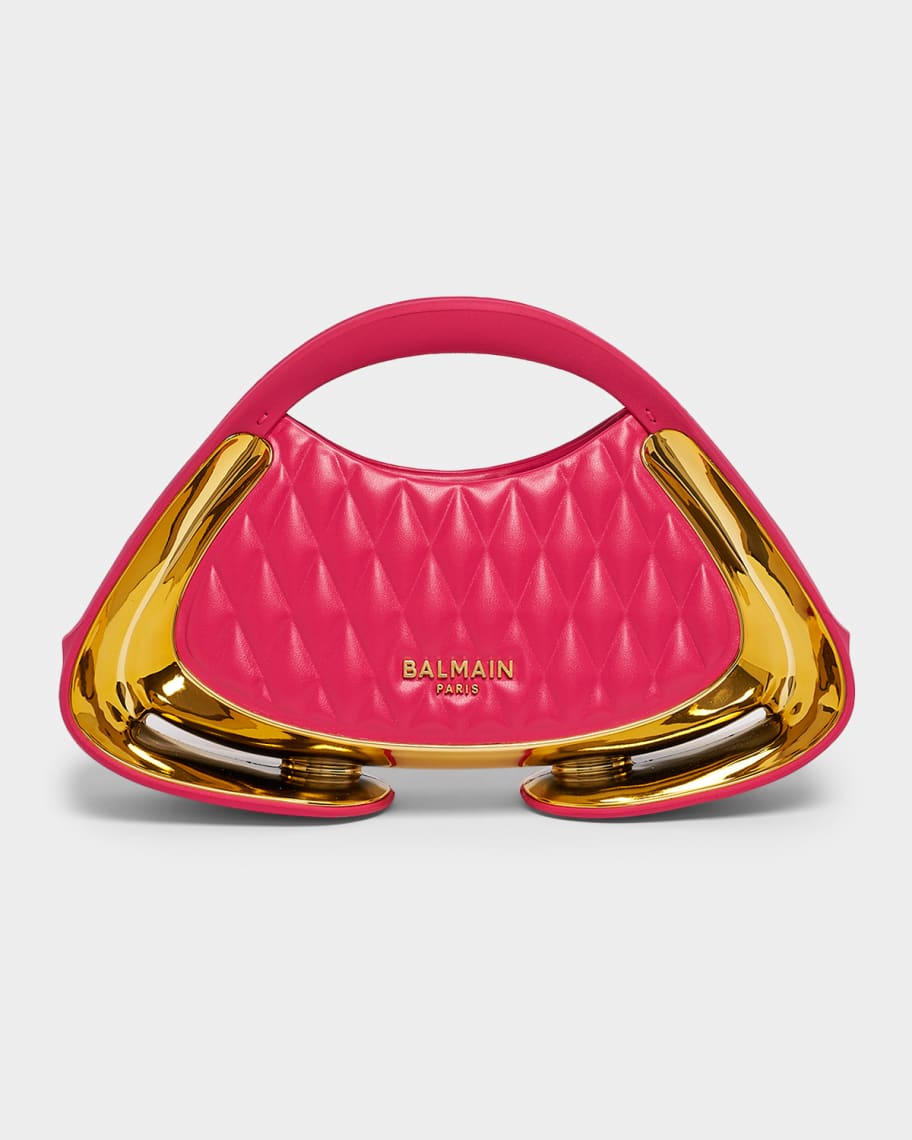 Balmain Jolie Madame Small Quilted Faux Leather Top-Handle Bag