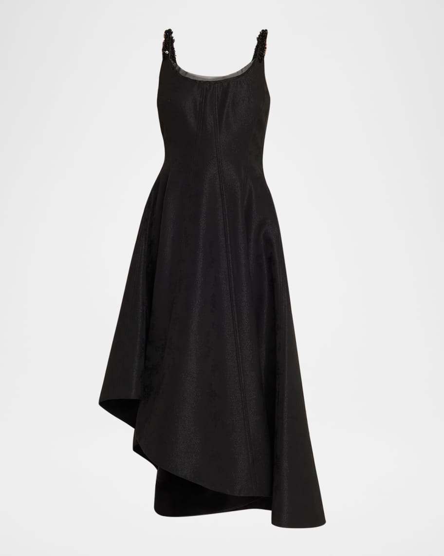 Jason Wu Collection Asymmetric Metallic Floral Jacquard Midi Dress