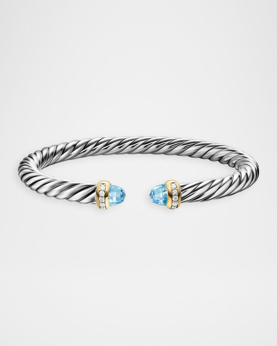 David Yurman Cable Flex Bracelet with Sky Blue Topaz and Diamonds