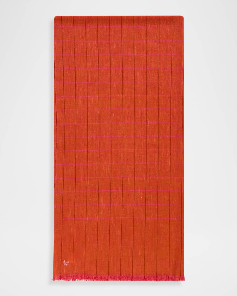 Anderson & Sheppard Men's Hairline Windowpane Check Cashmere Scarf