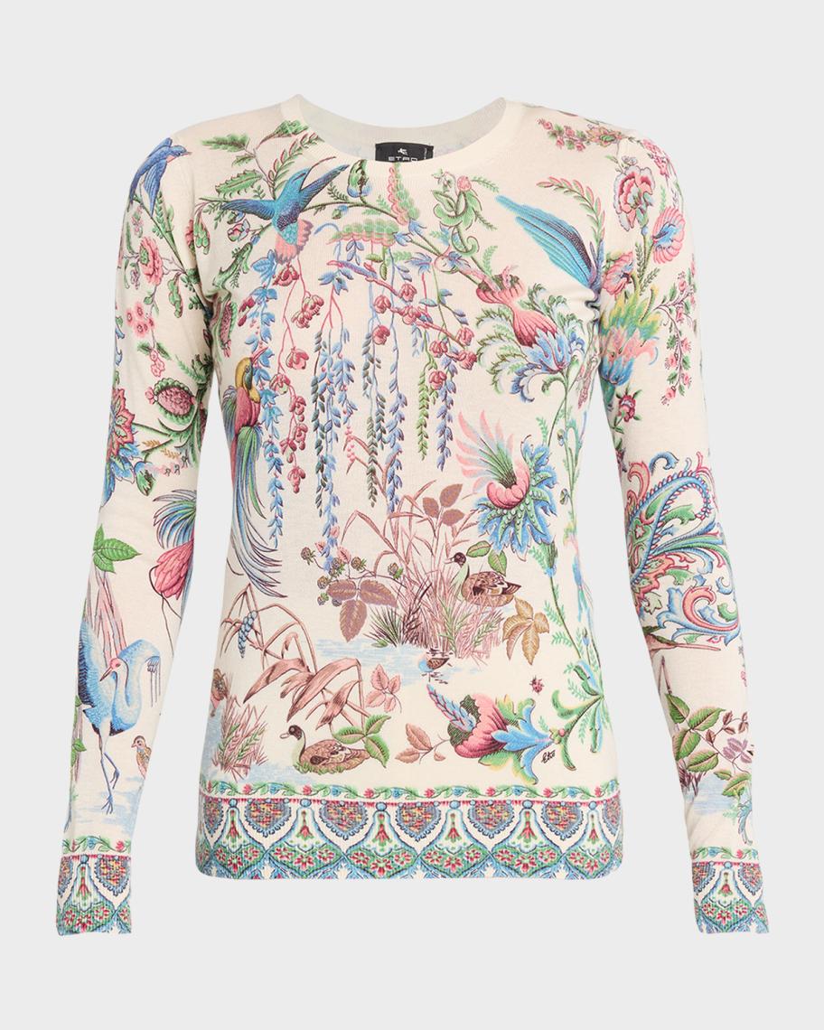 ETRO フラワージャガード コットンホワイトトラウザーズ イタリア製