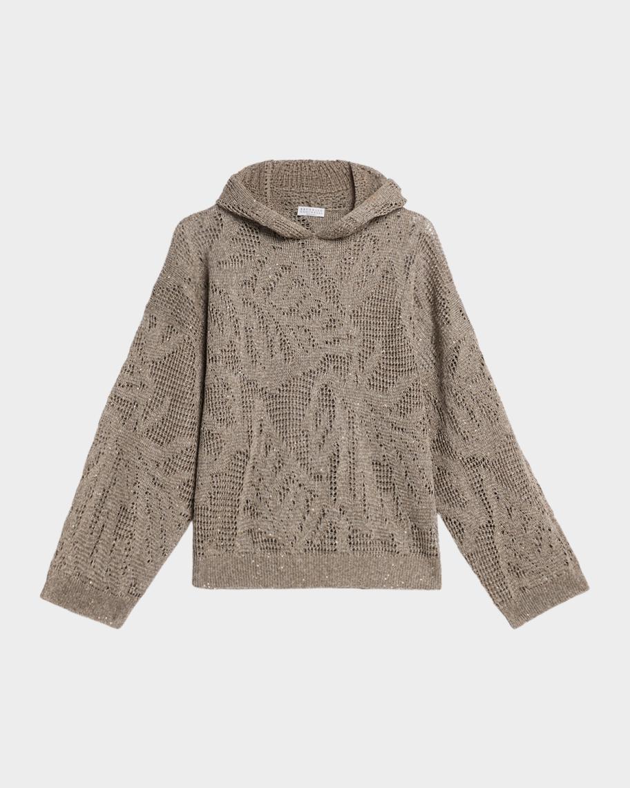 Brunello Cucinelli Dazzling Water Lilies Hooded Sweater | Neiman