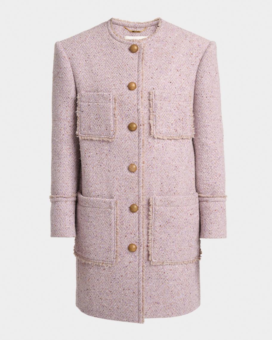 Chloe Wool Tweed Chine Single-Breasted Oversized Jacket | Neiman
