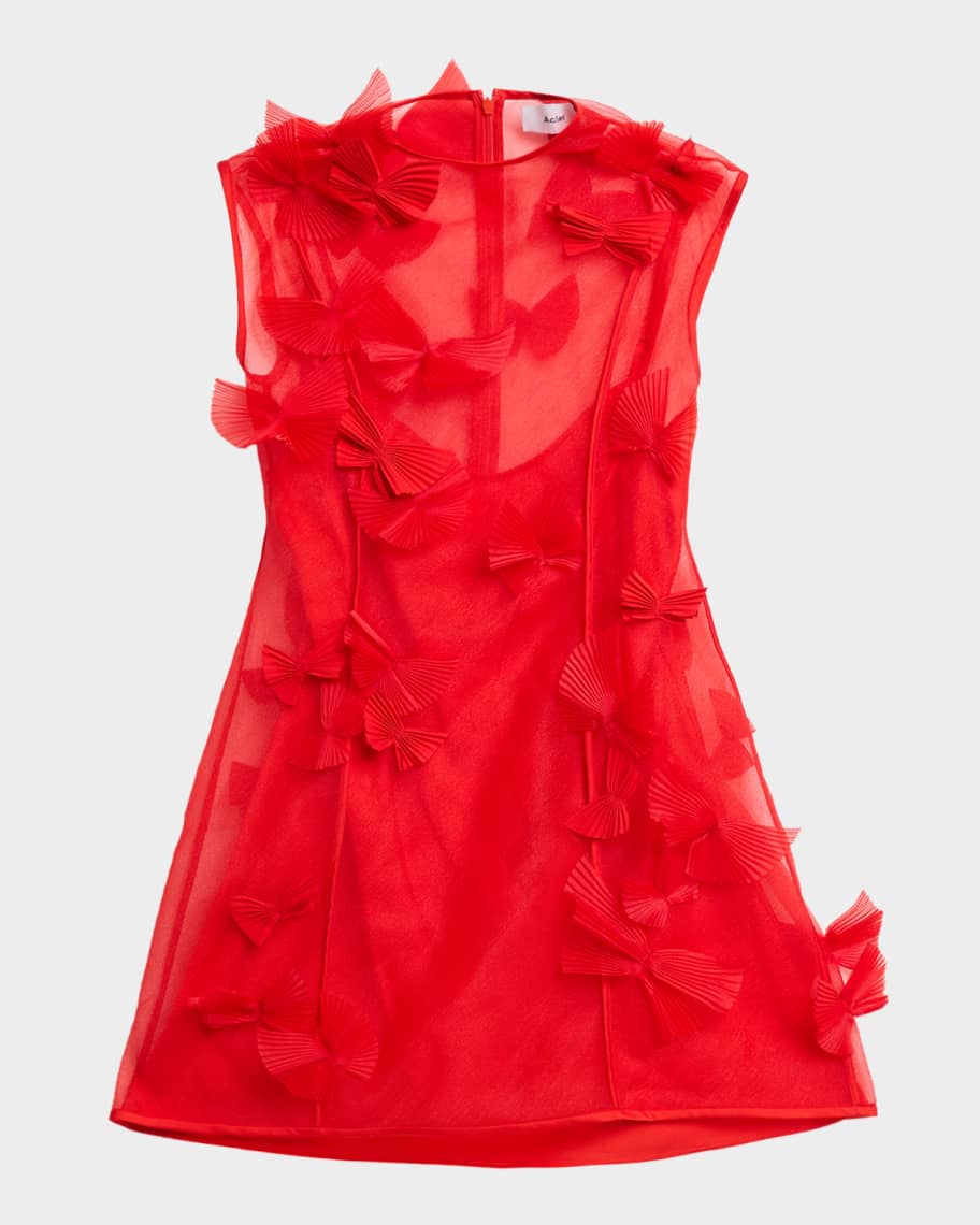 Acler Croanford Sheer 3D Appliqu Mini Dress | Neiman Marcus