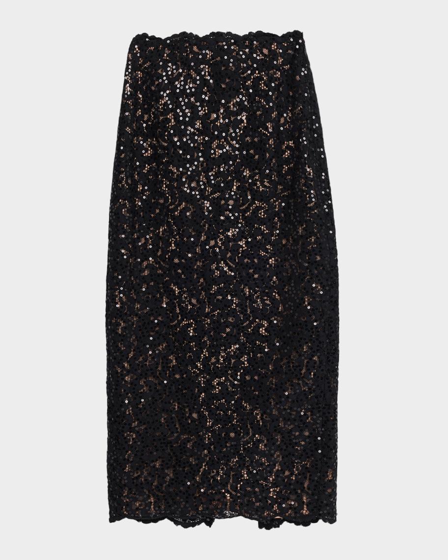Toccin Marielle Sequined Floral Lace Maxi Skirt | Neiman Marcus