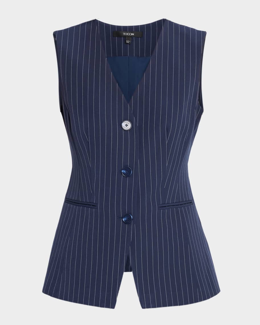 Toccin Tibbie Striped Cutaway Vest | Neiman Marcus