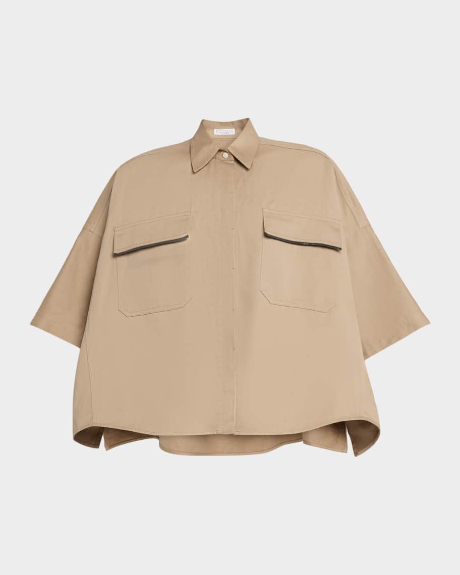 Brunello Cucinelli Crispy Techno Cotton Oversized Utility Shirt