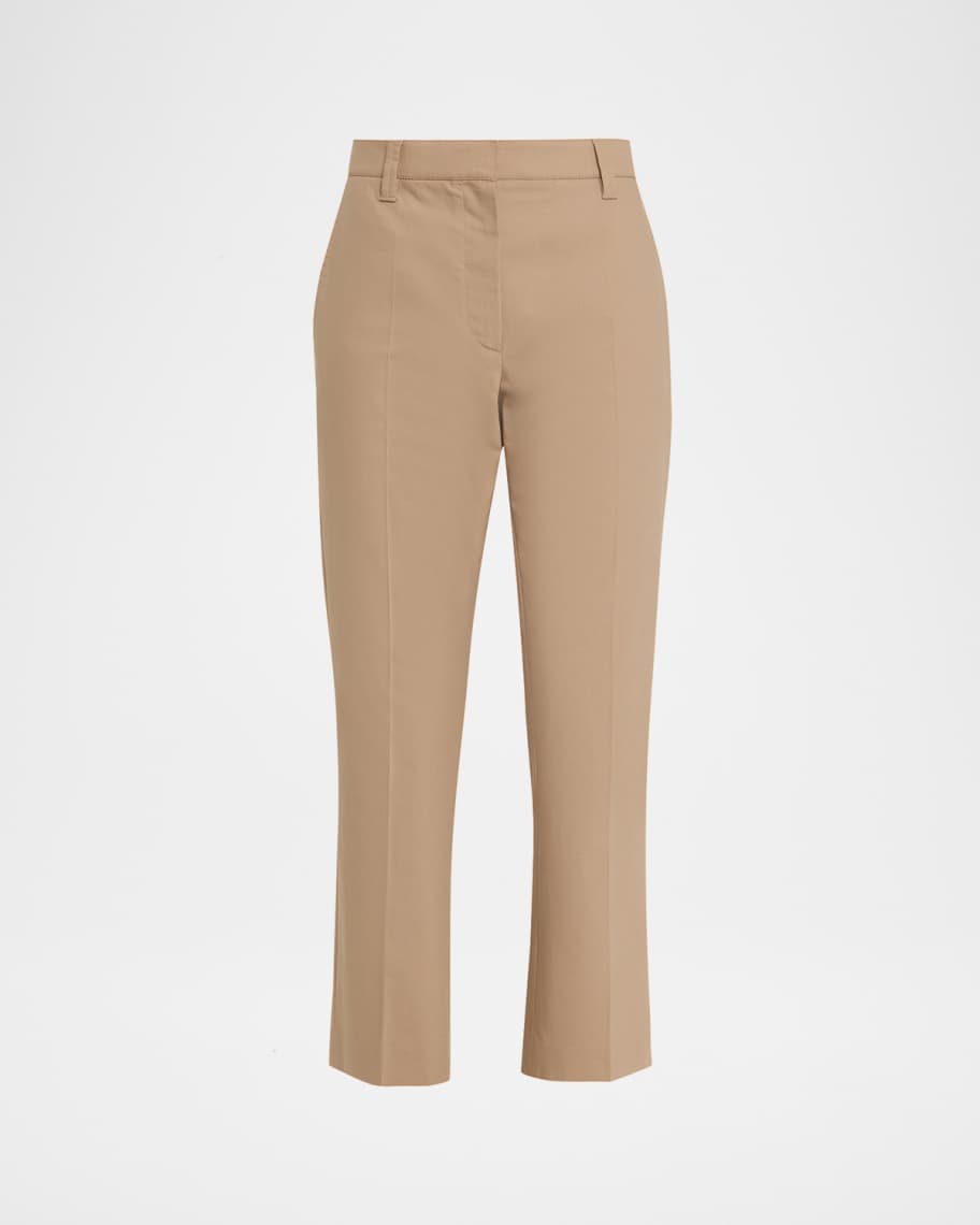 Brunello Cucinelli Stretch Cotton Gabardine Crop Cigarette Pants