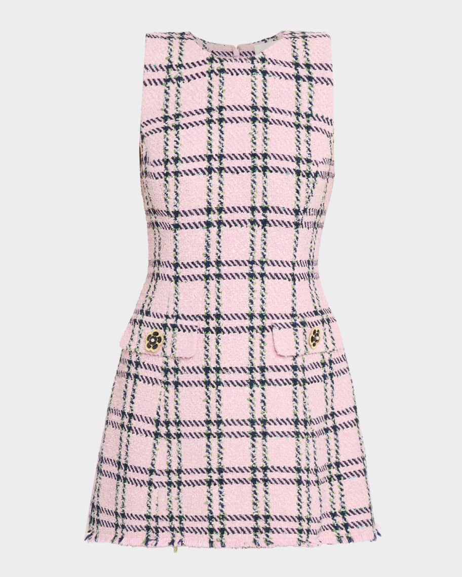 Cara Cara Posie Plaid Tweed Mini Dress | Neiman Marcus