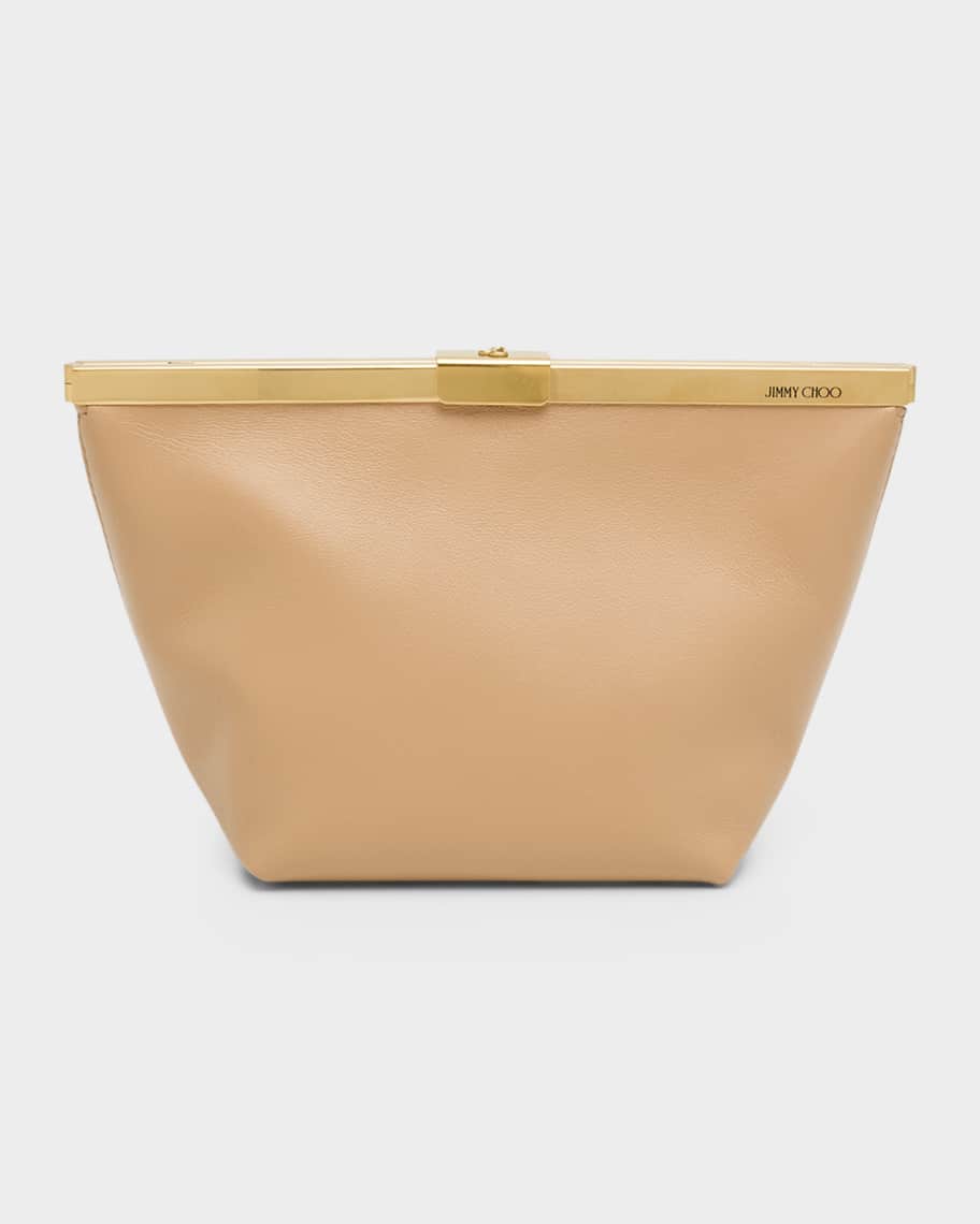 Jimmy Choo Ganache Bar-Embellished Nappa Leather Clutch Bag
