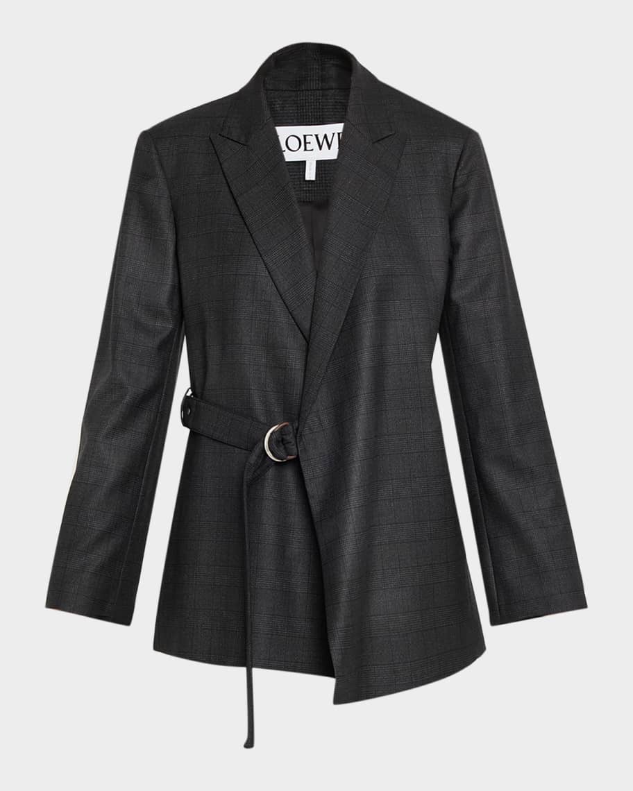 w*u様 LOEWE ダークグレー ジャケット Loewe Plaid Draped Blazer | Neiman Marcus