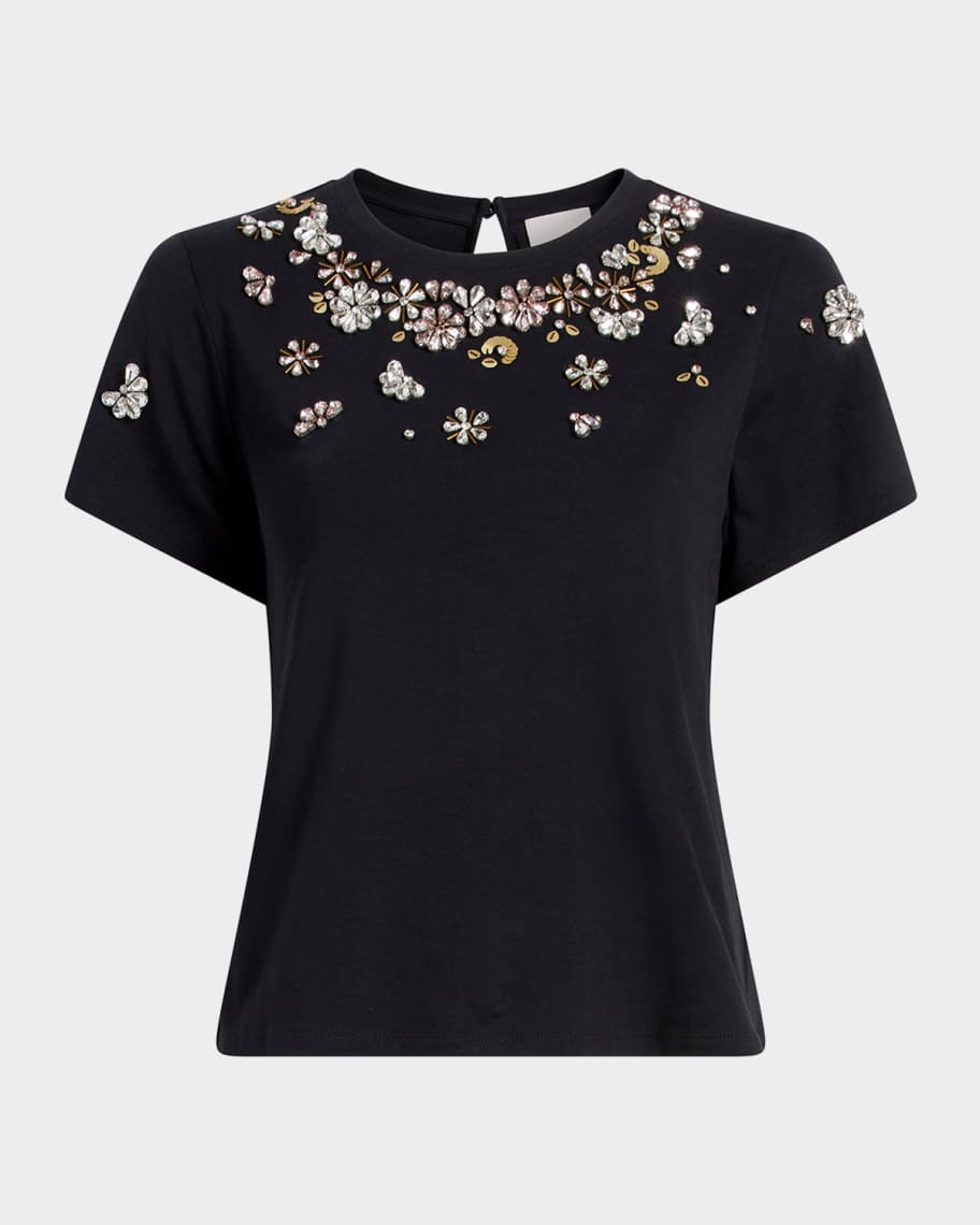 någonstans Flowers T-shIrt Cinq a Sept Tumbling Flowers Shrunken T-Shirt | Neiman Marcus