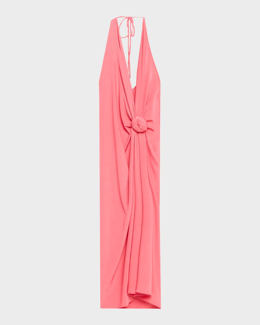 Silvia Tcherassi Guadalupe Knotted Backless Halter Midi Dress