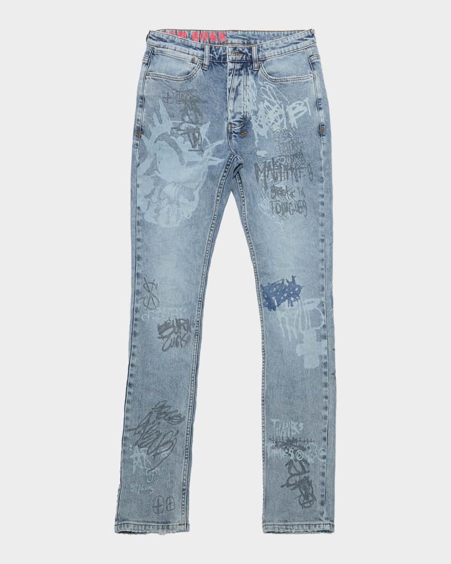 Ksubi Men's Van Winkle Graffiti Print Skinny Jeans | Neiman Marcus