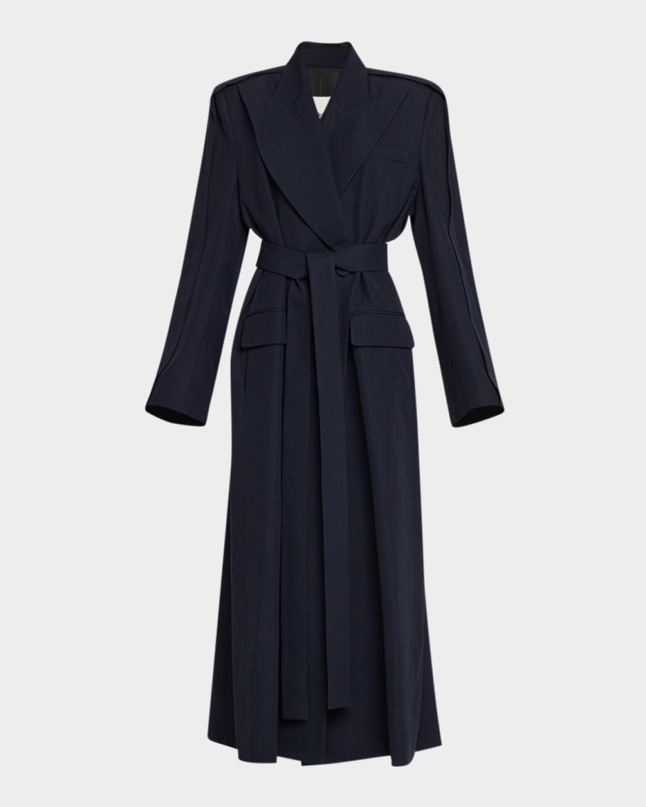 anOnlyChild Jean Double-Breasted Wool Long Robe Coat | Neiman Marcus