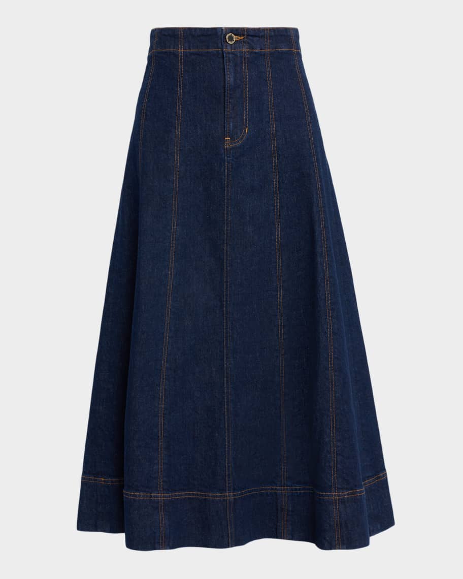 Veronica Beard Alix Denim Midi Skirt | Neiman Marcus
