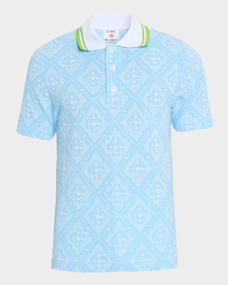 CASABLANCA Men's Monogram Jacquard Knit Polo Shirt | Neiman Marcus