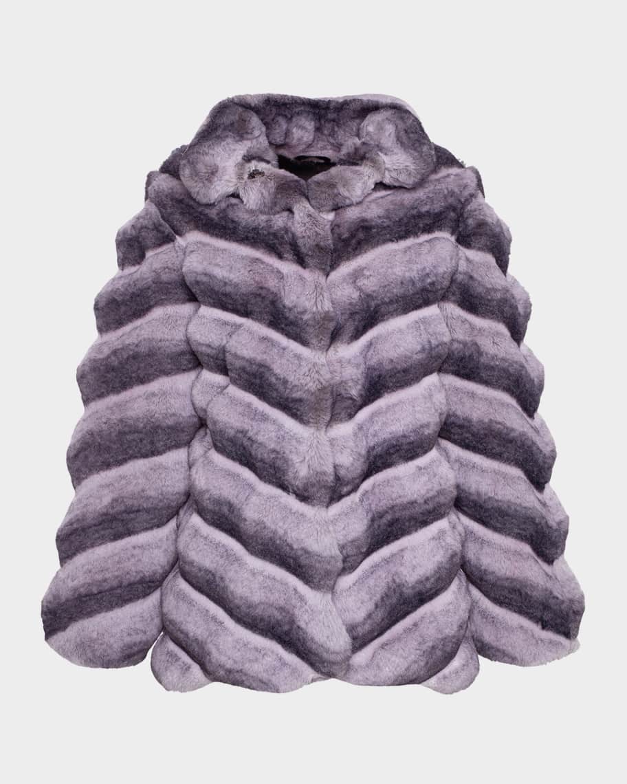 Lyla Grant Fur-Free Chevron Faux Chinchilla Coat | Neiman Marcus